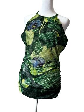 Green reversible green Floral Halter - Unbranded